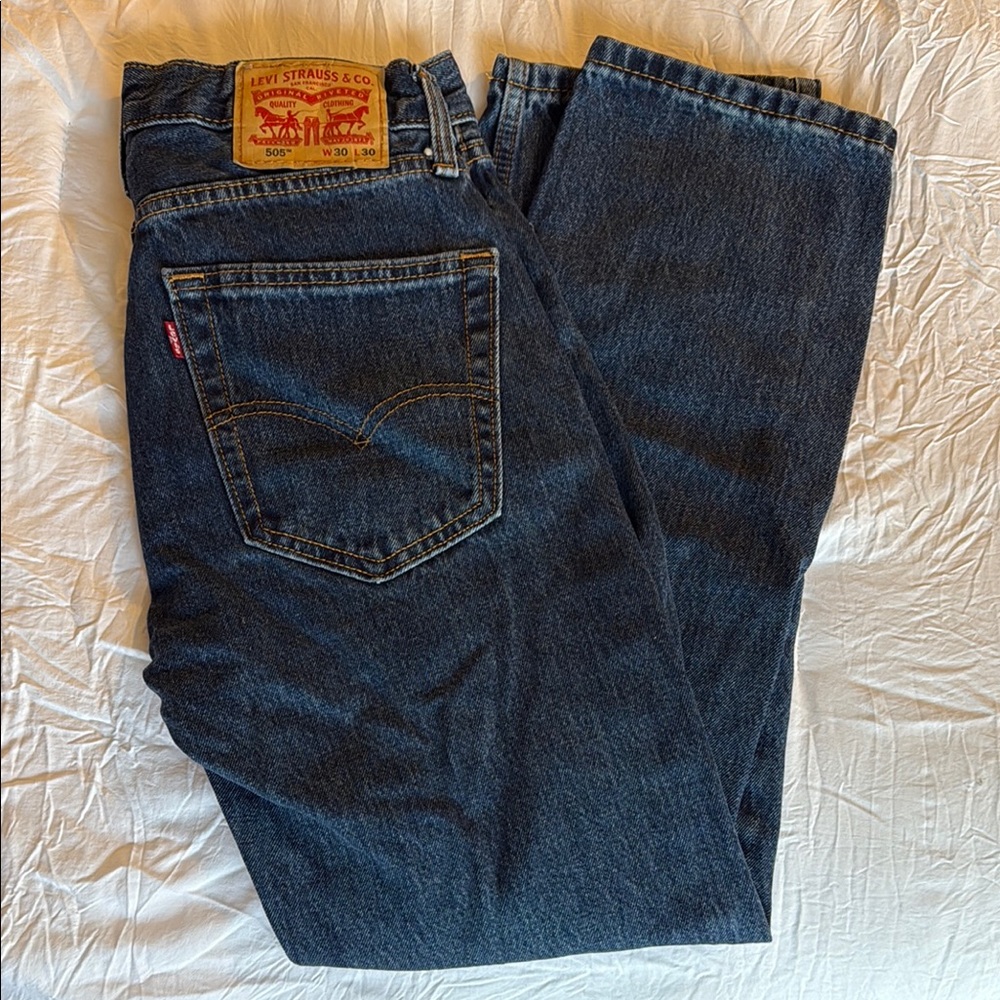 Levi's 505 Blue Straight Leg Jeans with Classic Stitching 30x30